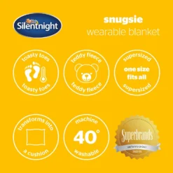 Silentnight Snugsie Silver Grey Wearable Blanket Throw -Julian Charles SilentnightSnugsieWearableBlanket Silver 8