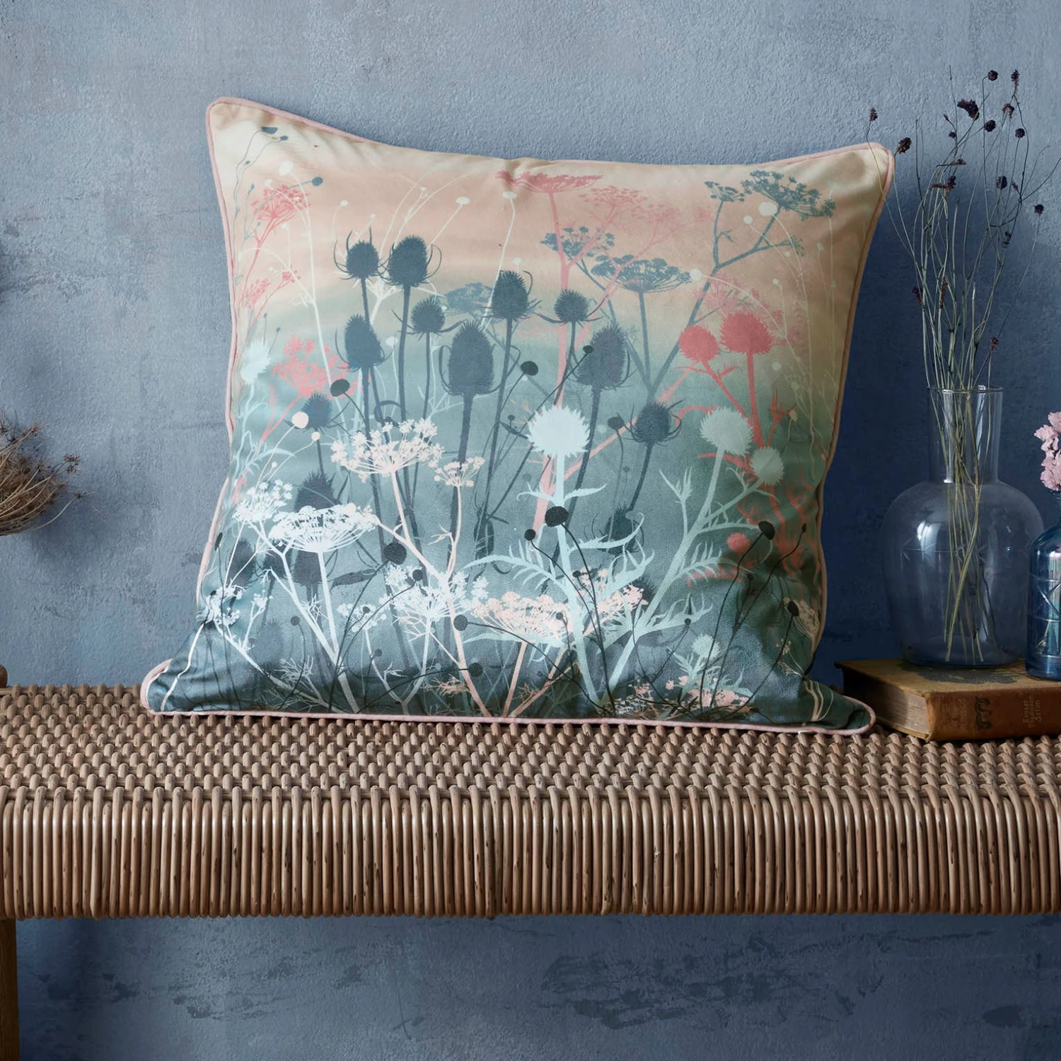 Clarissa Hulse Tania's Garden Velvet Feather Cushion (50cm X 50cm) 3 Clarissa Hulse Tania's Garden Velvet Feather Cushion (50cm X 50cm) - Image 3