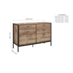 Urban Rustic 6 Drawer Wide Chest -Julian Charles Urban 6DrawerWideChest