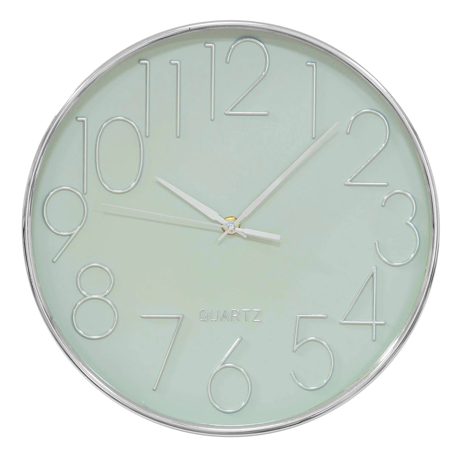 Hometime Sage Green And Silver Wall Clock (30cm) 1 Hometime Sage Green And Silver Wall Clock (30cm)