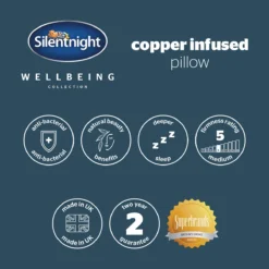 Silentnight Wellbeing Copper Infused Pillow - Medium Support -Julian Charles copperpl 061411 8