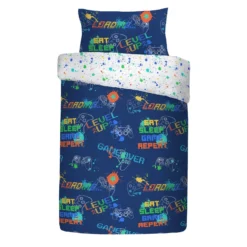 Game Blue Glow-in-the-Dark Kids Duvet Set -Julian Charles game glow duvet multi OHa 1