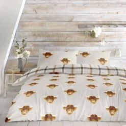 Highland Cow Ochre/Natural Duvet Set