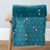 Bee Print Teal Green Fleece Throw (130cm X 150cm)