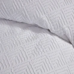 Moda White Geometric Embossed Duvet Set -Julian Charles jc moda embossed white cu1