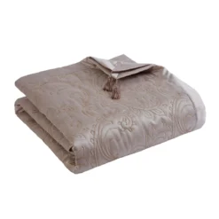 Paisley Natural Luxury Jacquard Quilted Throw (150cm X 200cm) -Julian Charles jc paisley natural throw co