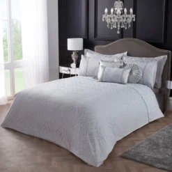 Regency Silver Luxury Cotton Rich Jacquard Duvet Cover -Julian Charles jc regency silver sp