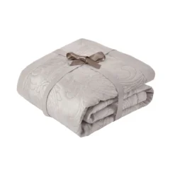 Paisley Silver Luxury Jacquard Quilted Throw (150cm X 200cm)